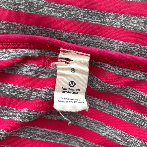 Lululemon Run Pink & Grey Striped Long Sleeve Henley Top Sz 8 - Picture 8 of 8